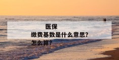 
       医保缴费基数是什么意思？怎么算？
     