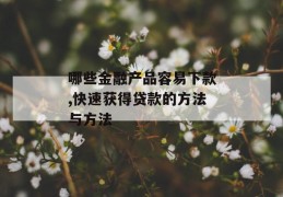 哪些金融产品容易下款,快速获得贷款的方法与方法