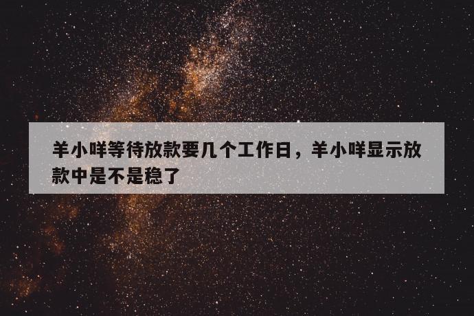 羊小咩等待放款要几个工作日，羊小咩显示放款中是不是稳了 第1张