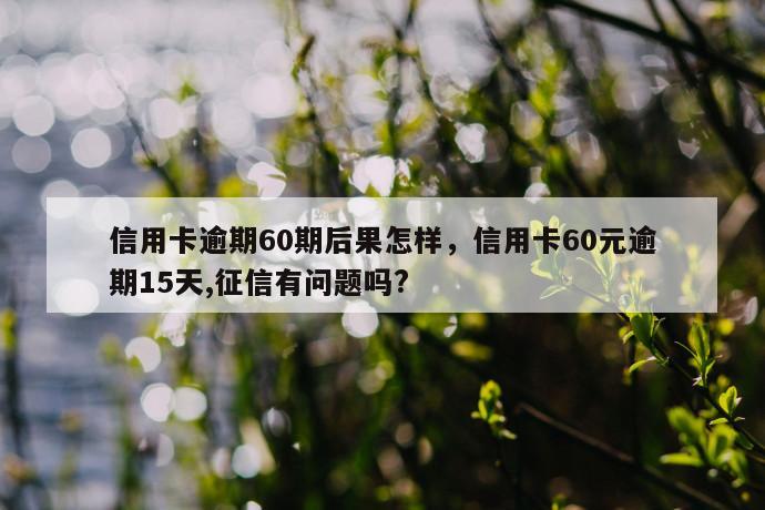 信用卡逾期60期后果怎样，信用卡60元逾期15天,征信有问题吗? 第1张