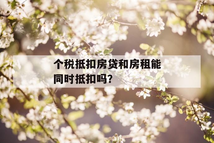 个税抵扣房贷和房租能同时抵扣吗？