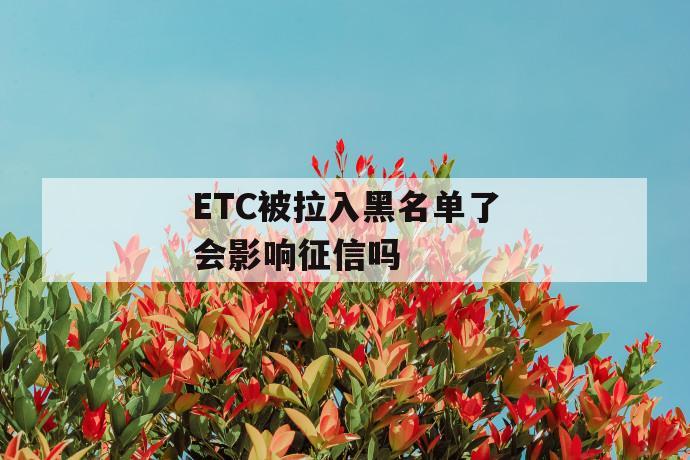 etc被拉入黑名单了会影响征信吗