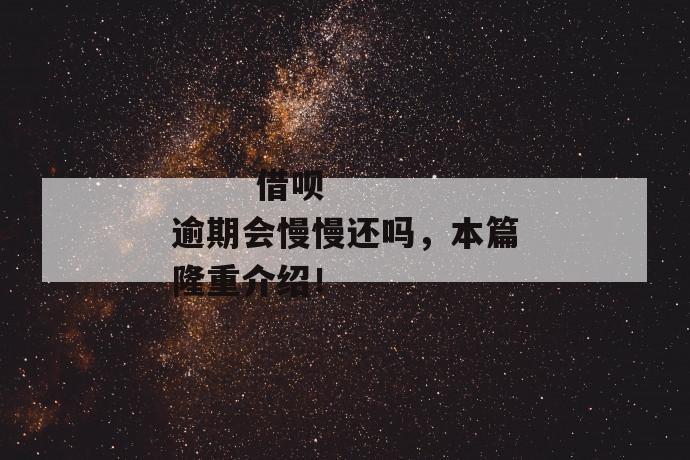 
  借呗逾期会慢慢还吗，本篇隆重介绍！
 第1张