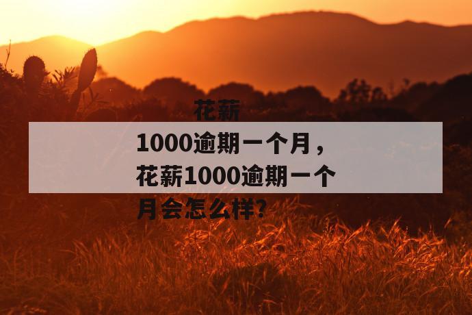 
       花薪1000逾期一个月，花薪1000逾期一个月会怎么样？
     