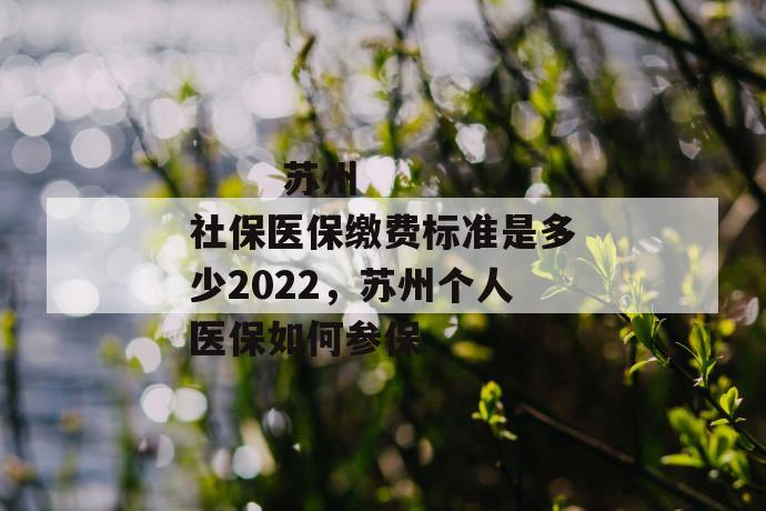 
  苏州社保医保缴费标准是多少2022，苏州个人医保如何参保
 第1张