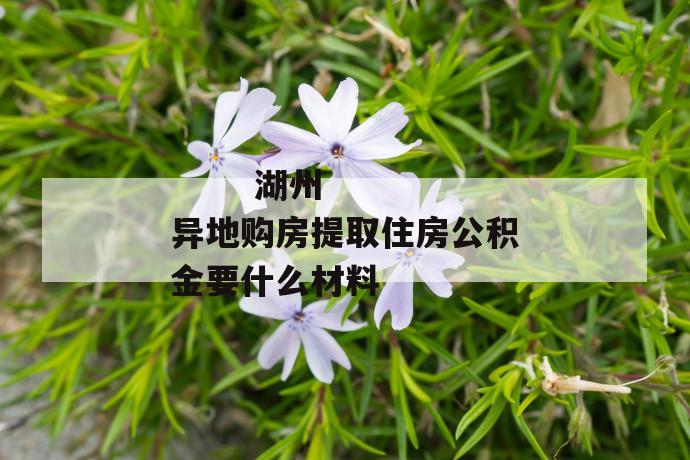 
  湖州异地购房提取住房公积金要什么材料
 第1张