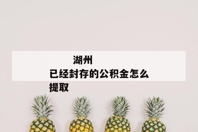 
  湖州已经封存的公积金怎么提取
 第1张