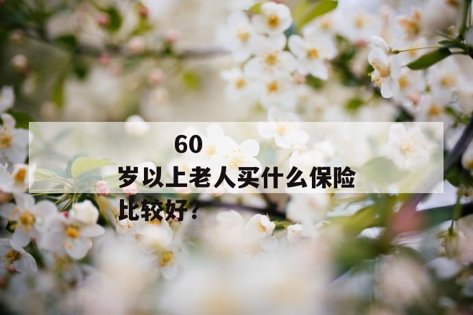 
  60岁以上老人买什么保险比较好？
 第1张