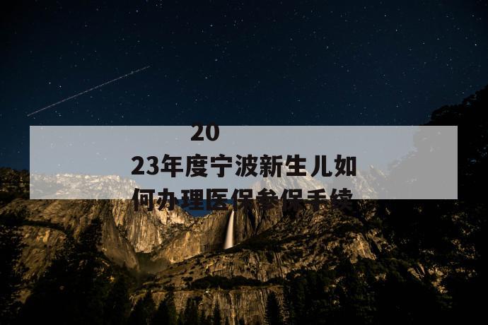 
  2023年度宁波新生儿如何办理医保参保手续
 第1张