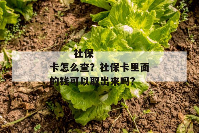 
  社保卡怎么查？社保卡里面的钱可以取出来吗？
 第1张