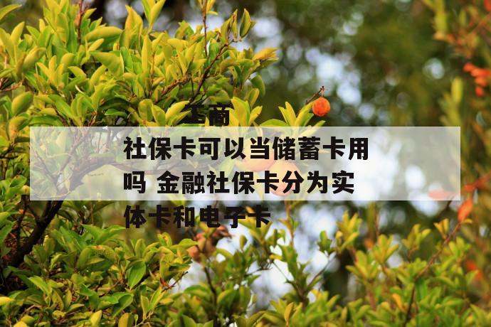 
  工商社保卡可以当储蓄卡用吗 金融社保卡分为实体卡和电子卡
 第1张