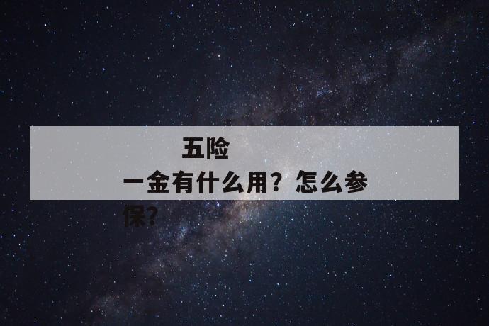 
  五险一金有什么用？怎么参保？
 第1张