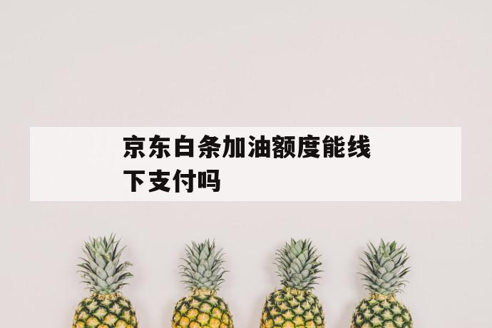 京东白条加油额度能线下支付吗 第1张