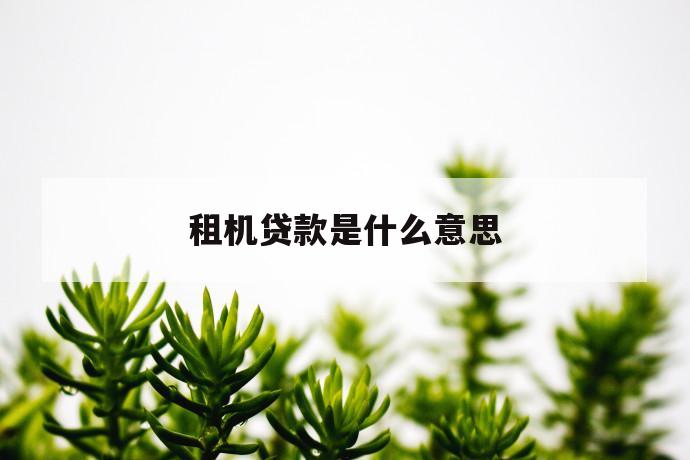 租机贷款是什么意思 第1张