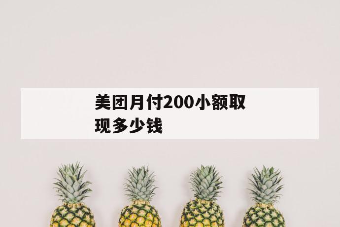 美团月付200小额取现多少钱 第1张