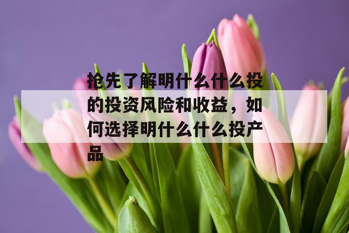 抢先了解明什么什么投的投资风险和收益，如何选择明什么什么投产品 第1张