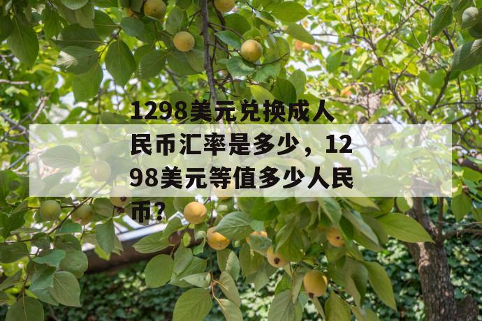 1298美元兑换成人民币汇率是多少，1298美元等值多少人民币？ 第1张