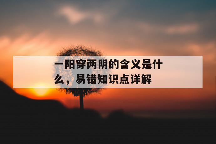 一阳穿两阴的含义是什么，易错知识点详解