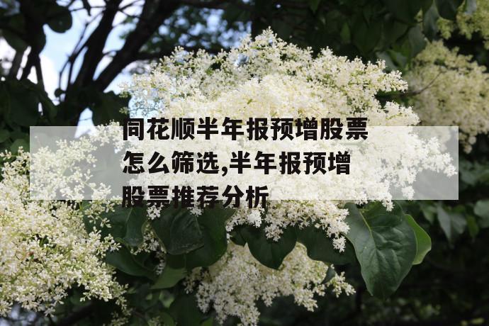 同花顺半年报预增股票怎么筛选,半年报预增股票推荐分析 第1张