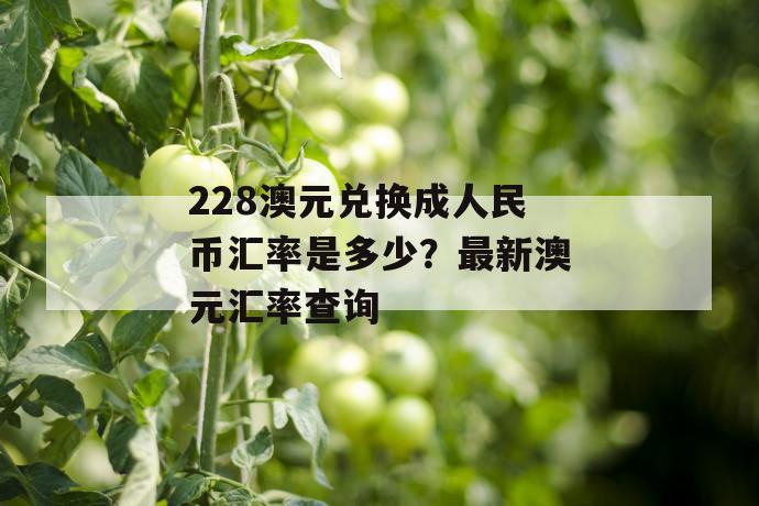 228澳元兑换成人民币汇率是多少？最新澳元汇率查询 第1张