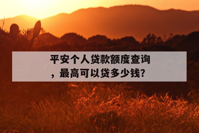 平安个人贷款额度查询，最高可以贷多少钱？ 第1张