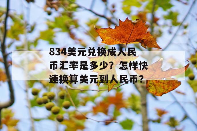 834美元兑换成人民币汇率是多少？怎样快速换算美元到人民币？ 第1张