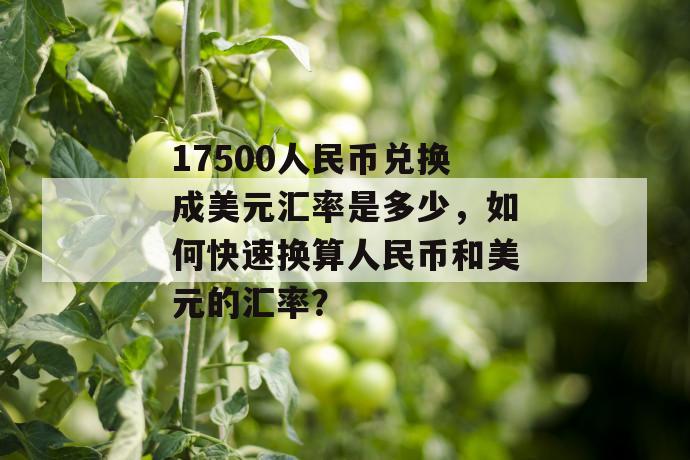 17500人民币兑换成美元汇率是多少，如何快速换算人民币和美元的汇率？ 第1张