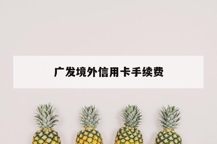 广发境外信用卡手续费 第1张