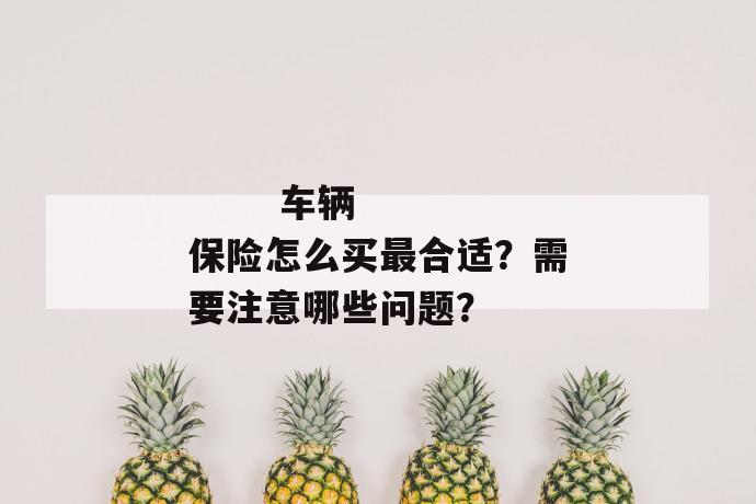 
       车辆保险怎么买最合适？需要注意哪些问题？
     