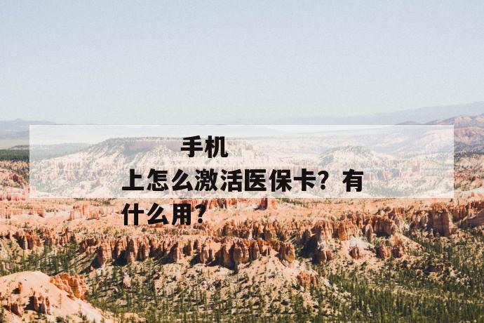 
       手机上怎么激活医保卡？有什么用？
     