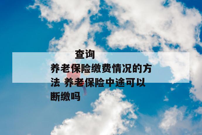 
       查询养老保险缴费情况的方法 养老保险中途可以断缴吗
     