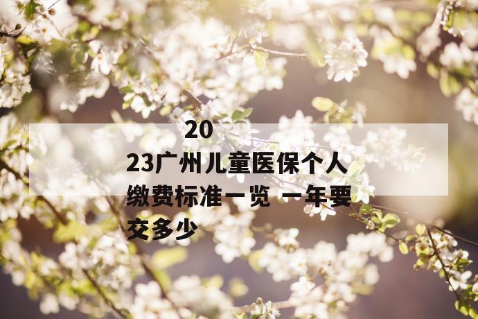 
       2023广州儿童医保个人缴费标准一览 一年要交多少
     